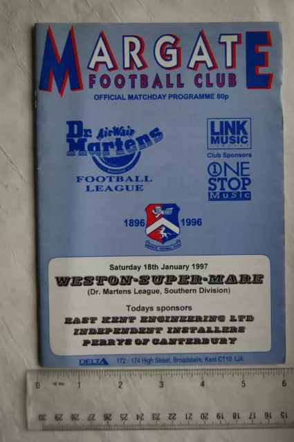 1997 programme Margate FC v. Weston-super-Mare