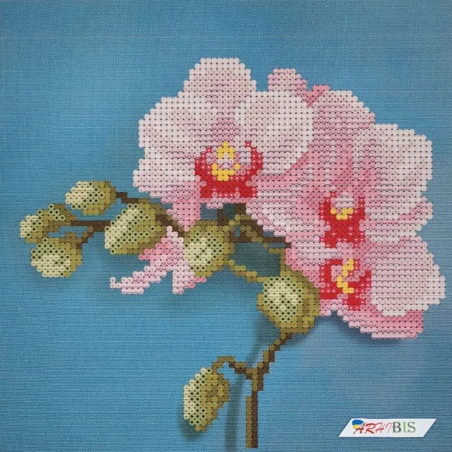 Kit de bordado de cuentas Orquídea rosa DIY Costura de cuentas estampada...