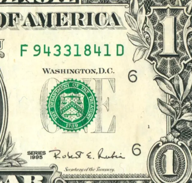 **WEB PRESS NOTE** ((EXPERIMENTAL)) $1 1995 Plate #1/10 FEDERAL RESERVE NOTE