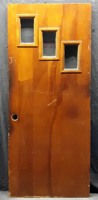 32"x78"x1.75" Antique Vintage Old Wooden Exterior Entry Door Window Pane Glass