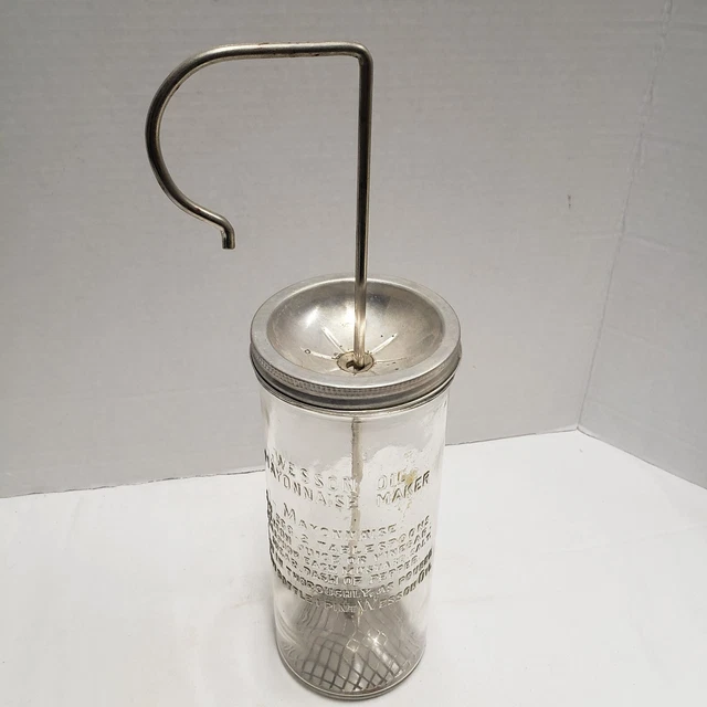 VINTAGE WESSON OIL Mayonnaise Maker/Mixer, 1930s, w/Recipe Embossed on