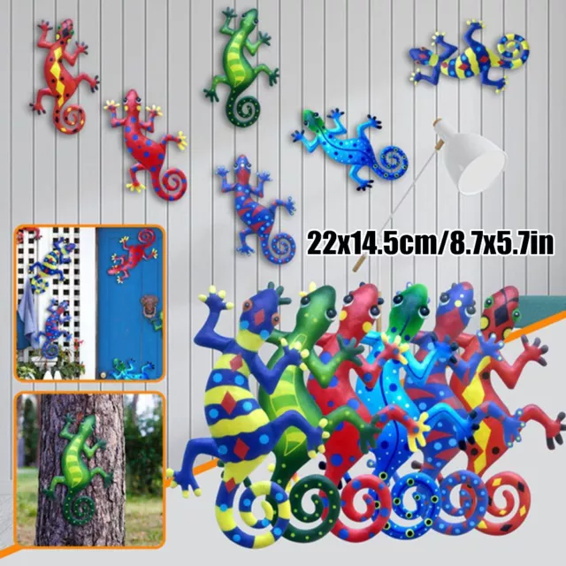 Metal Gecko Wall Decor Frog Lizard Hanging Craft Home Garden Fence Ornament UK