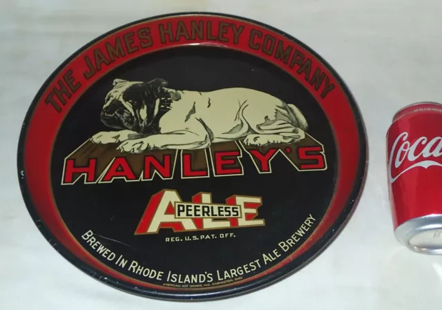 Vintage Hanleys Providence Ri Usa Dog Collar Home Ale Beer Bar Metal Sign Tray