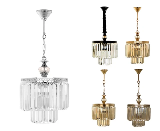 Multicolor 4 Bulbs Large Round LED Ceiling Pendant Light Crystal Chandelier