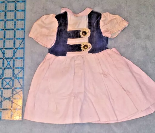 Vintage Pink & Navy Blue Doll Dress, came on a Shirley Temple Doll  # 2