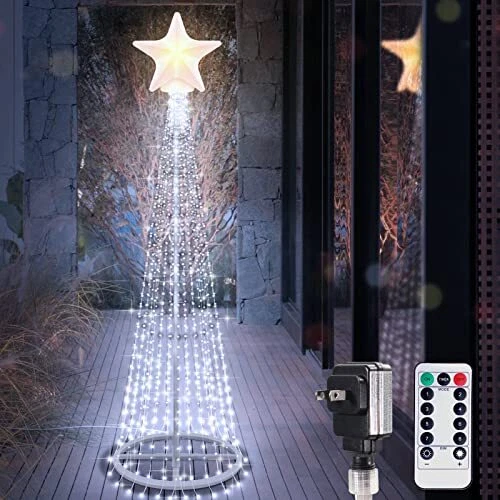 Dolita Christmas Lights 440 LED Waterfall Christmas Tree Lights with Topper S...