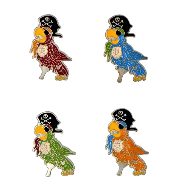 4 Pirates of the Caribbean Color Parrots Disney Parks Trading Pin Set Brand New