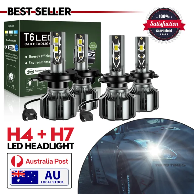 2x Car H7 LED Headlight High or Low Beam Bulb 240W 52000LM 6000K White