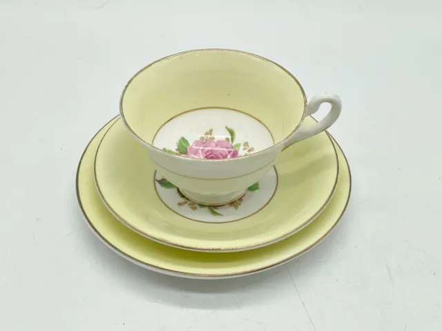 Vintage Tea Trio Cup Saucer Plate Rosina Fine Bone China Made In England Yellow