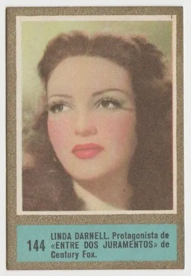 Linda Darnell 1952 Fernando Fuentes Tobacco Card #144 Fedora Film Star E5