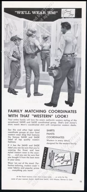 1961 Sand and Sage western shirt pants women's mens kids photo vintage print ad