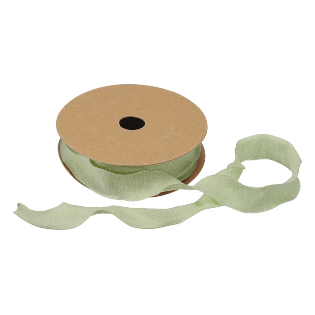 Cinta de doble volante satinada de 1 pulgada 10 yardas verde color sólido