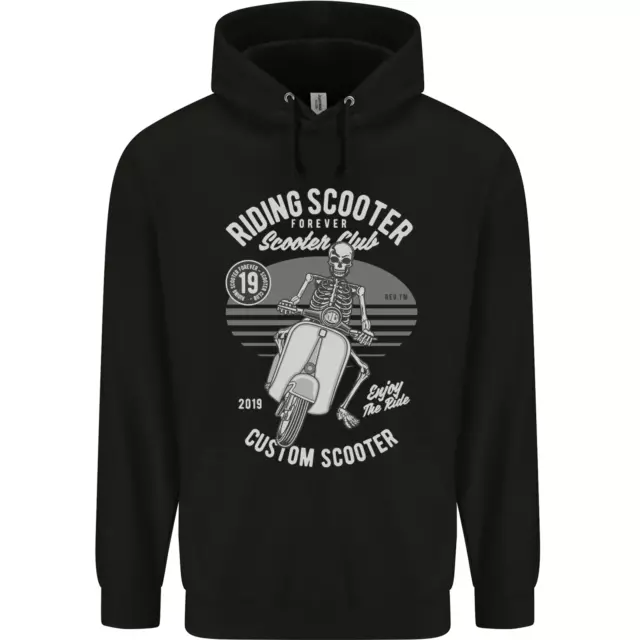 Scooter Club Motorbike Motorcycle Skull Mens 80% Cotton Hoodie