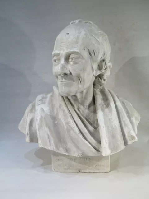 Ancien Buste En Platre De Voltaire Par Houdon Theatre Francais Belle Patine