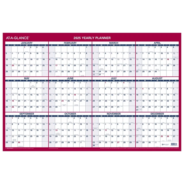 ATAGLANCE 2025 VERTICAL Horizontal Reversible Yearly Wall Calendar