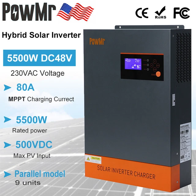 POWMR 5500W 48V Solar Hybrid Inverter Off Grid 80A MPPT Charge ...