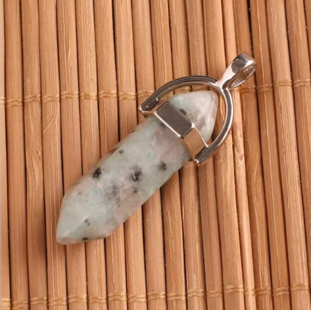 1PC Crystal Quartz Point Hexagonal Healing Pendant Chakra Necklace Gemstone 2022