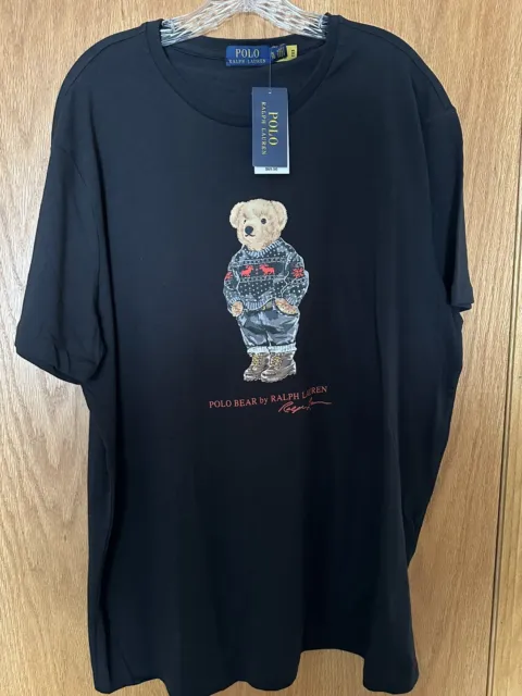 Polo Ralph Lauren Holiday Sweater Bear Tee T-Shirt Black New W/Tags Men’s XL