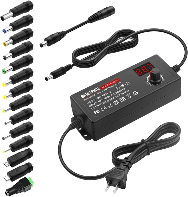 SHNITPWR 3V ~ 24V 3A 72W Power Supply Adjustable DC 3V 5V 6V 9V 12V 15V 16V 18V