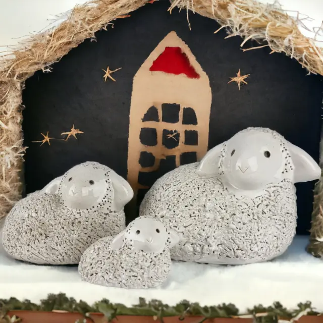 3 Keramik Schafe Krippenfiguren Weihnachten Weihnachtsdeko Schaf Krippe Figur