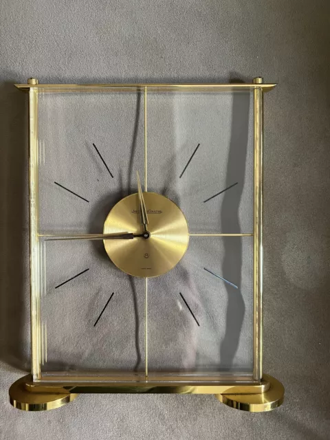 Vintage Brass & Lucite Jaeger-LeCoultre Ultra Thin Clear Table Clock