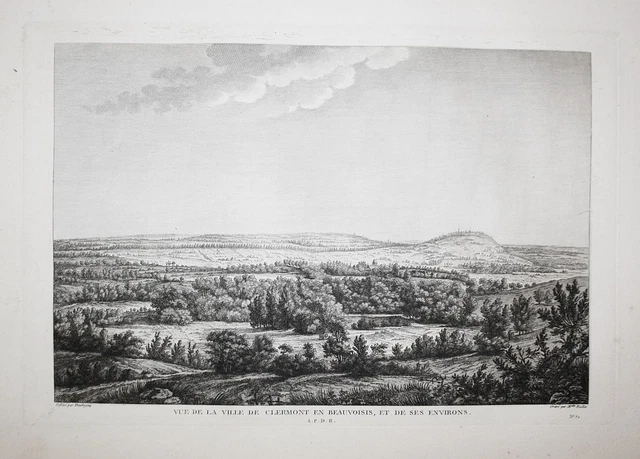 Clermont-en-Bauvaisis Oisea Vue Grabado Estampe Grabado 1780