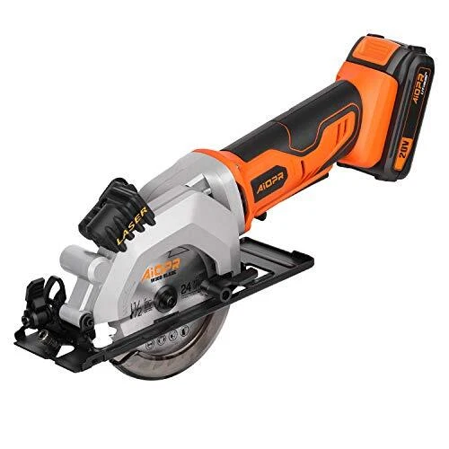 Mini sierra circular inalámbrica de 20 V 4-1/2" con guía láser, guía de rasgado, aspiradora