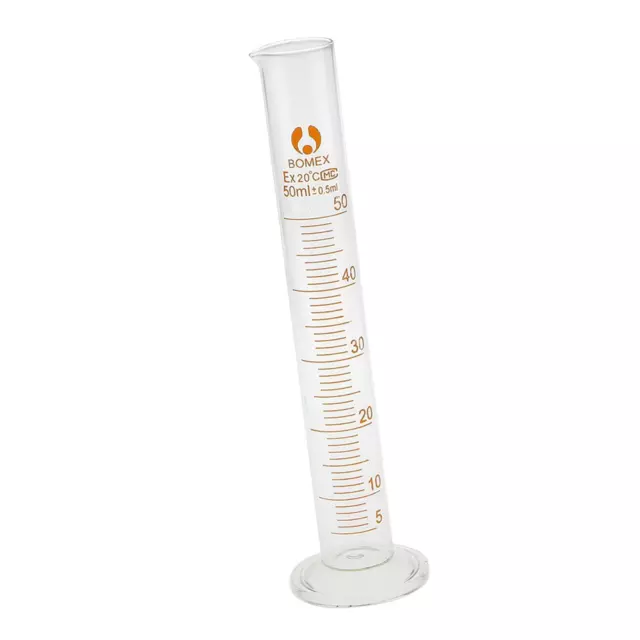 Glass Measuring Cylinder Chemistry Lab Measure Graduated Professional 50ml