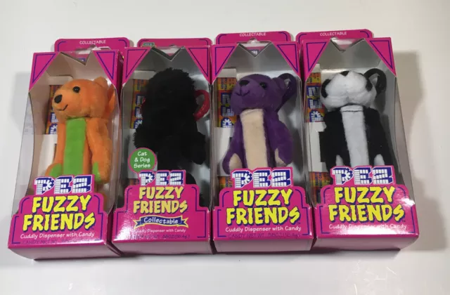 Pez Fuzzy Friends Lot Of 4 New TJ Molly Gilbert Jade