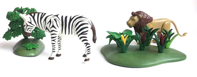 Playmobil Savane – Lot Lion, éléphanteau, Végétation, Arbre – Safari Et Zoo Vintage – Occasion