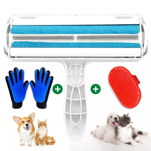 Brosse Anti Poils Animaux Autonettoyante 4En1, Brosse pour Chat et Chien, Canapé