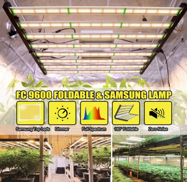 FC1000W Pro Foldable LED Grow Light Bar 2.9µmol/J Full Spectrum for Hydroponics