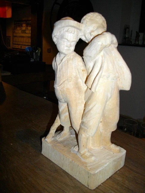 Talla en blanco, sin trabajar - parejas de hermanos, aprox. 27 cm