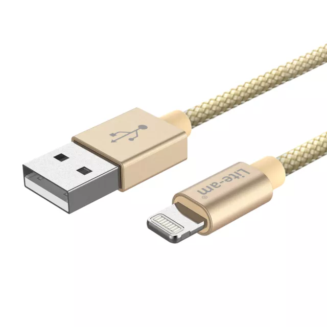 For iPod touch (5th gen) Lightning To USB Syncing & Charging Lead MFi Cable Gold