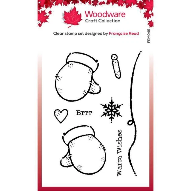 Woodware Mittens 8 Piece Clear Stamp Set Winter Birthday Christmas Card Making