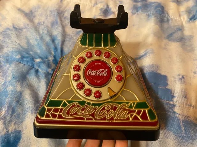 Vintage Coca-Cola Telephone Light Up Stained Glass Look 2001 | Base Only