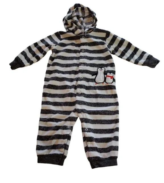 Child Of Mine Carters Sleeper Baby 18 Months One Piece Hooded Striped Penguin