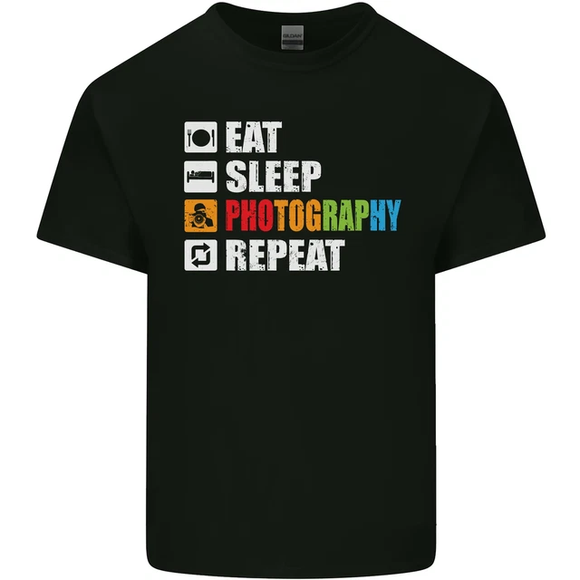 Fotografia Eat Sleep Fotografo Divertente Uomo Cotone T-Shirt