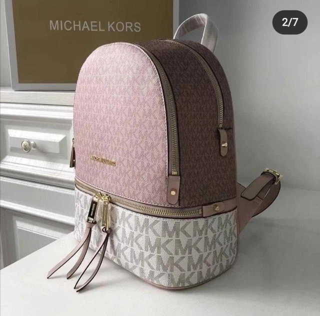 MICHAEL KORS SAC à Dos Femme Logo Cuir ROSE BLANC MK EUR 179,31