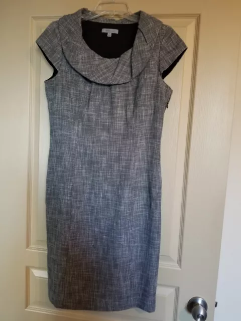 Classiques Entier Womens Sleeveless Ruffle Neck Sheath Dress Gray-Black Size 8