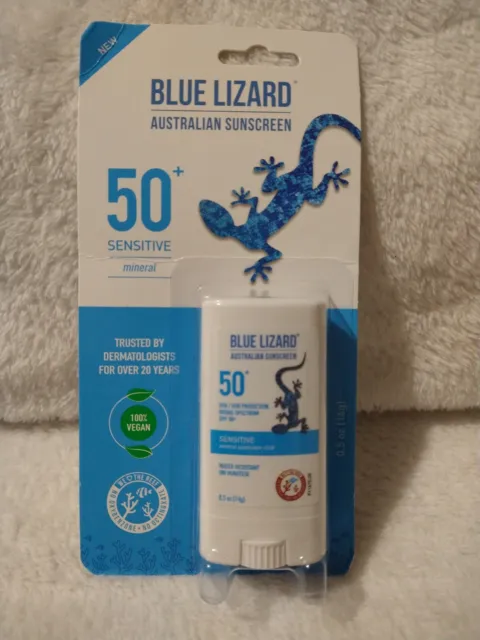 Blue Lizard Australian Mineral Sunscreen Stick 50+ SPF 0.5 Oz New