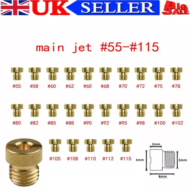 25Pcs/Pack Carburetor Main Jet Set 55-115 M5 5mm For Dellorto PHBG VHBT Vergaser