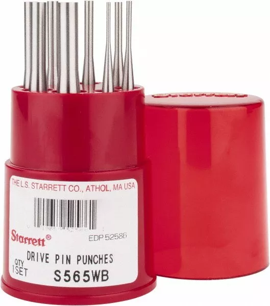 Starrett S565WB Drive Pin Punch Set, 4"/ 100mm Length