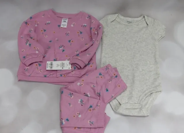 NWT Carters Baby Girls 3 Piece Floral Cardigan Set