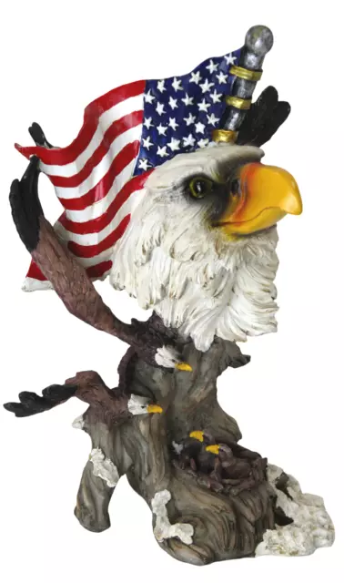 Bald Eagle Sculpture Patriotic US American Flag Resin Ornament Collectable Item