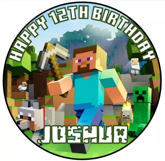 Mine craft Personalised Edible Cake Topper Image Birthday Party Decoration (d)