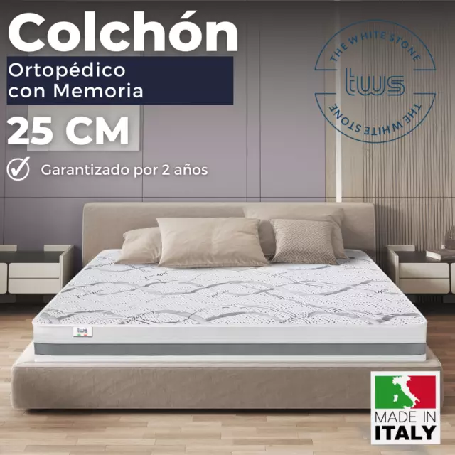 Colchón Memory 25 cm | Ergonómico, Hipoalergénico, Transpirable, Ortopédico