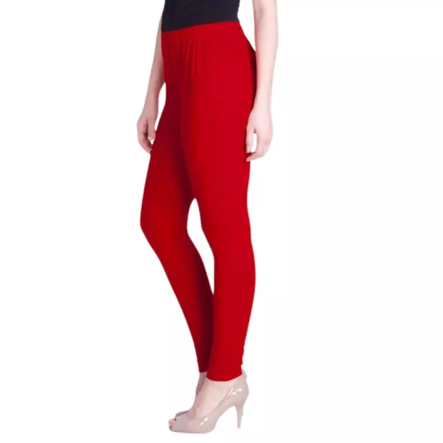 Indian Women Red High Quality Leggings Solid Churidar Free Size