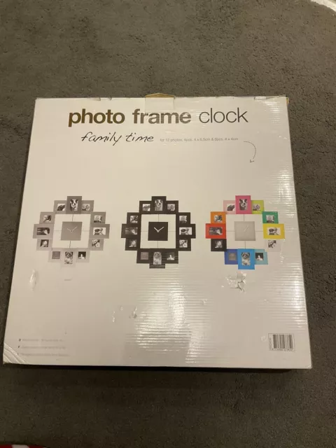 12 Multi Aperture Modern Collage Photo Family Picture Frame & Time Wall Clock