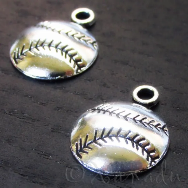 Baseball Wholesale Antiqued Silver Plated Charms C2662 - 10, 20 Or 50PCs